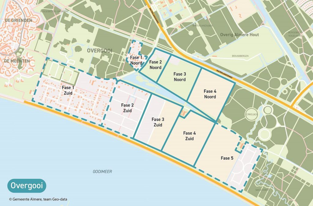 De verdeling van Overgooi Almere in fasen